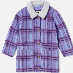 New! Cotton-on Kids Violet Check Jacket 9-10